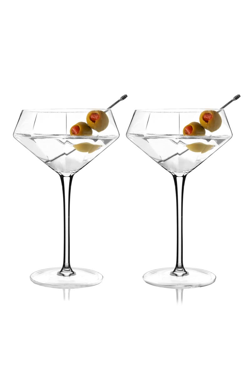Viski Seneca Crystal Diamond Martini Glasses Set of 2, Alternate, color, Clear
