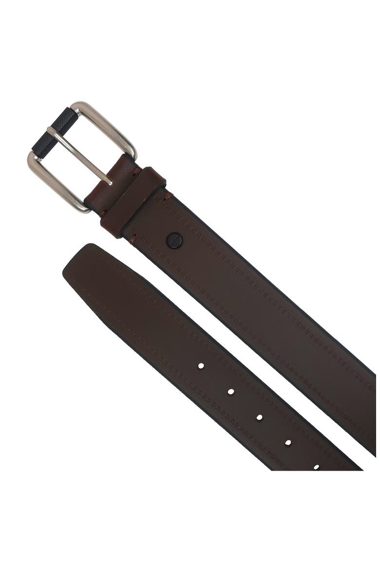 Antiqued Roller Buckle Leather Belt, Alternate, color, COGNAC