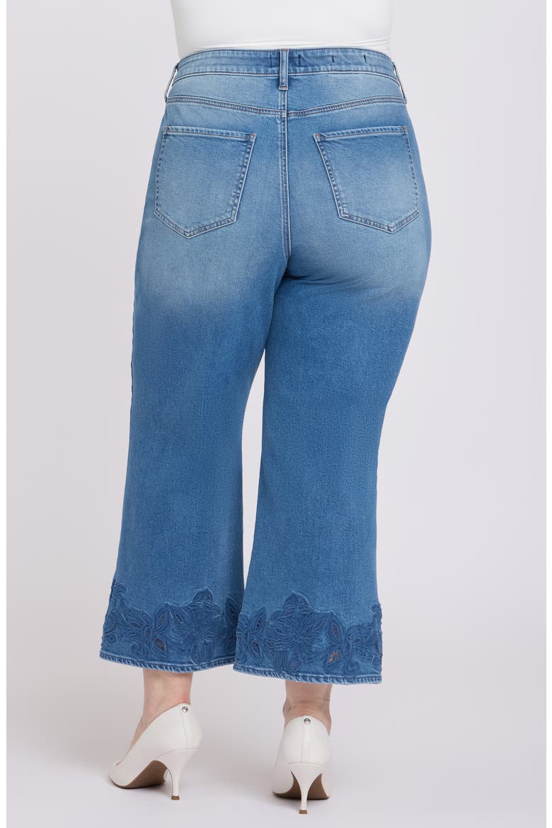 Teresa Embroidered High Waist Wide Leg Ankle Jeans, Alternate, color, PORT SEA