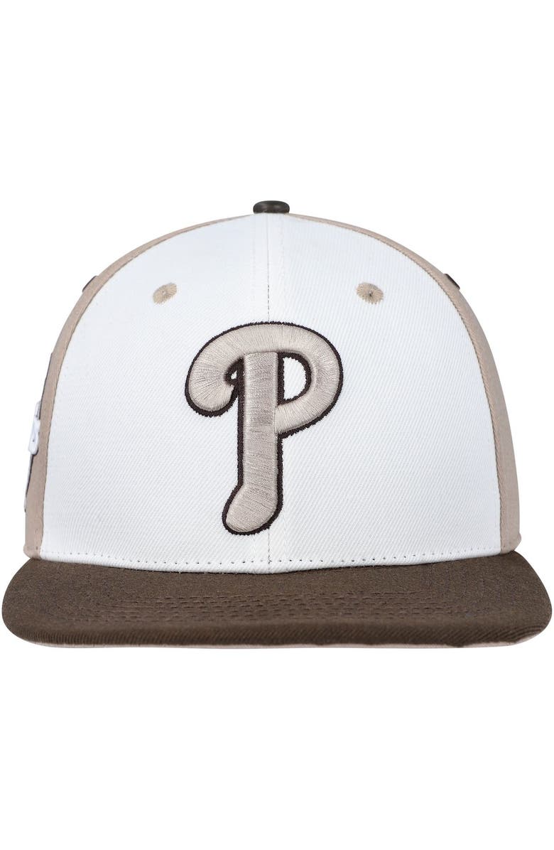 PRO STANDARD Men's Pro Standard White/Brown Philadelphia Phillies Chocolate Ice Cream Drip Snapback Hat, Alternate, color, 