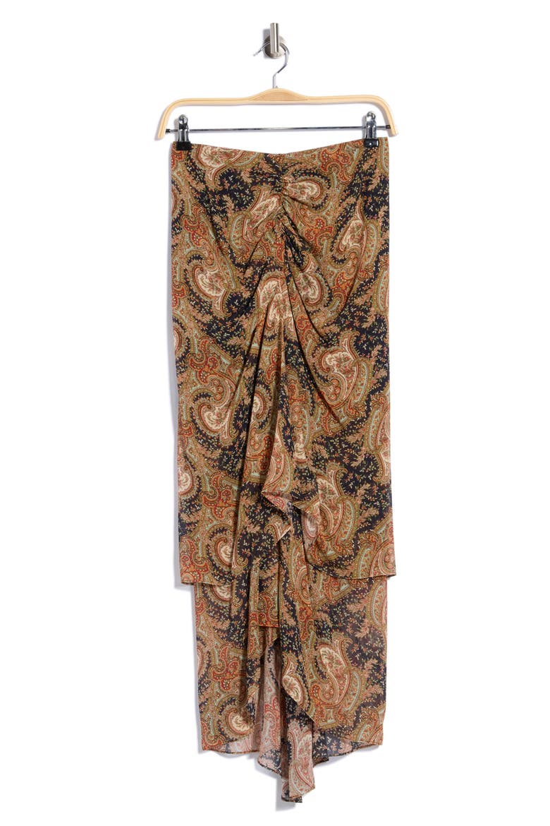 Sira Paisley Ruched Midi Skirt, Main, color, NAVY MULTI