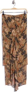 Veronica Beard Sira Paisley Ruched Midi Skirt