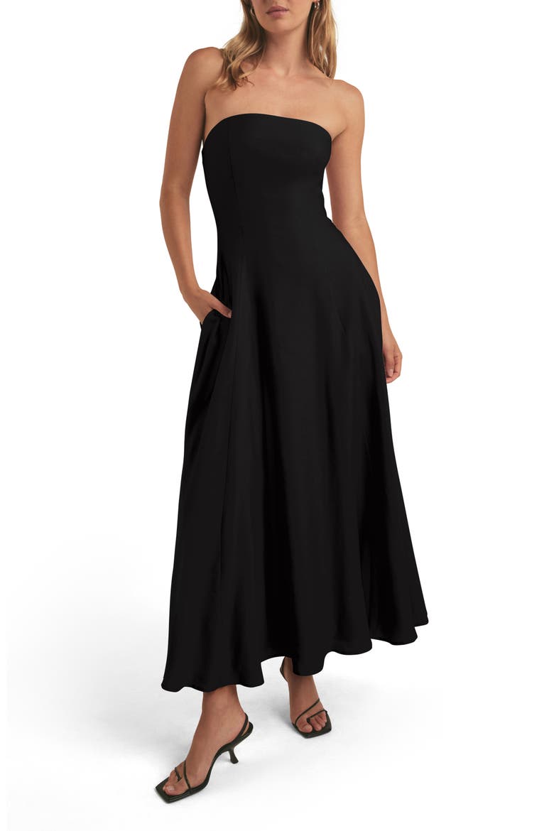 The Favorite Strapless Maxi Dress, Main, color, BLACK
