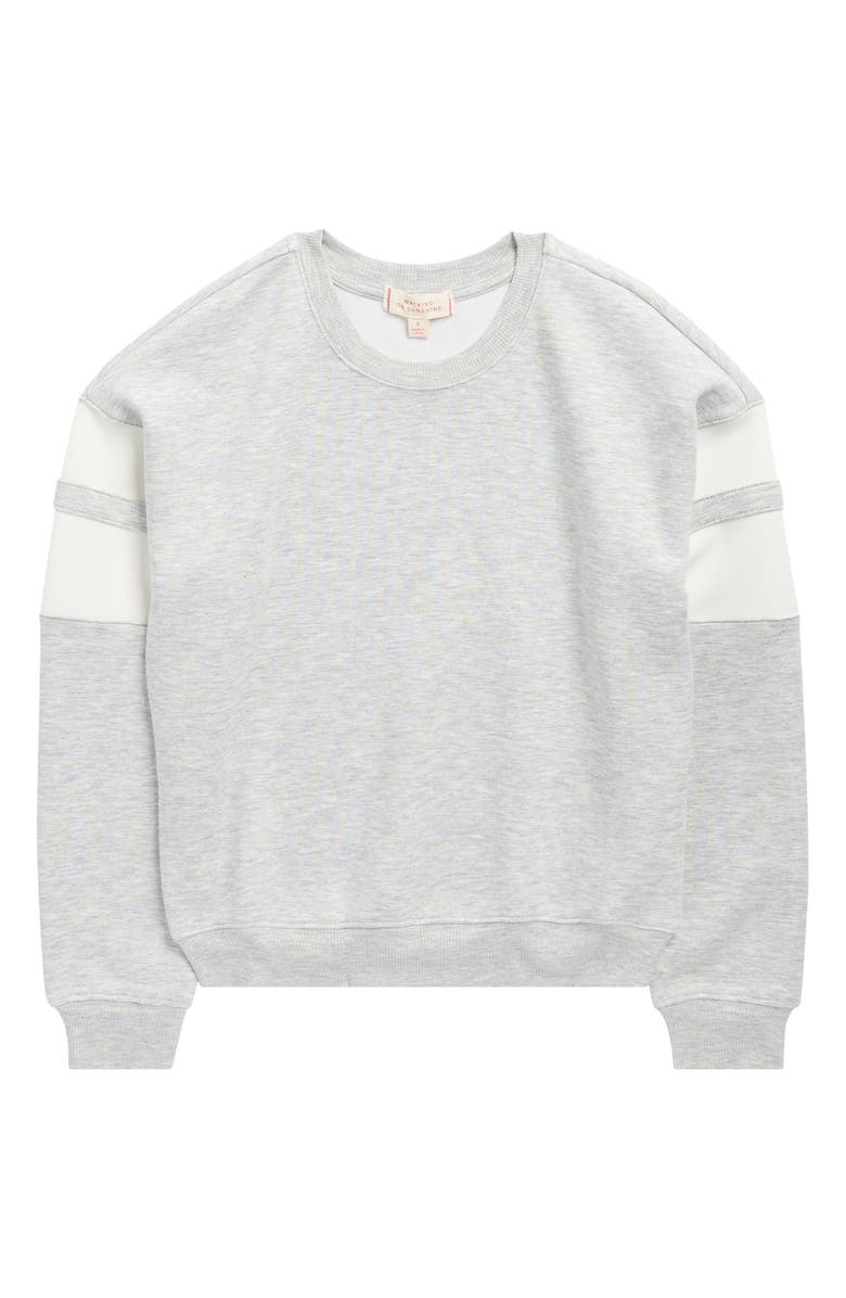 Walking on Sunshine Kids' Athlete Stripe Cloud Sweatshirt, Main, color, Heather Grey
