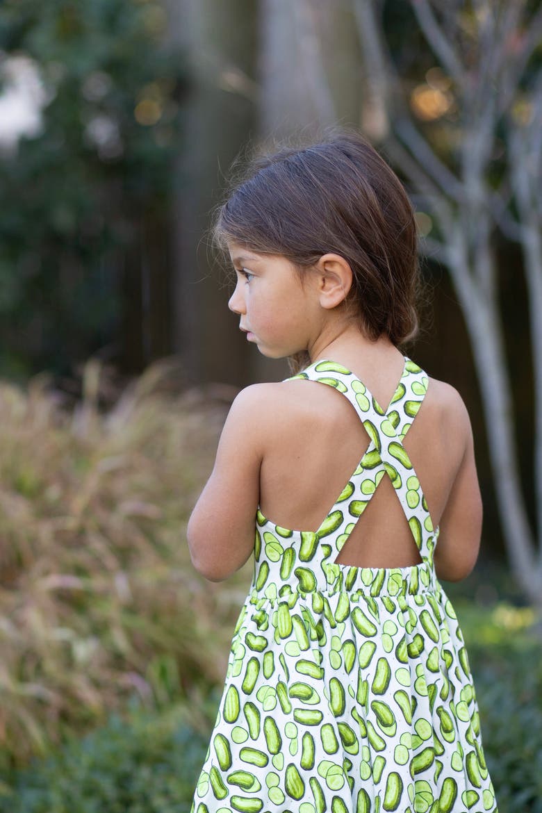 Girls Cross Back Dress, Alternate, color, Pickles