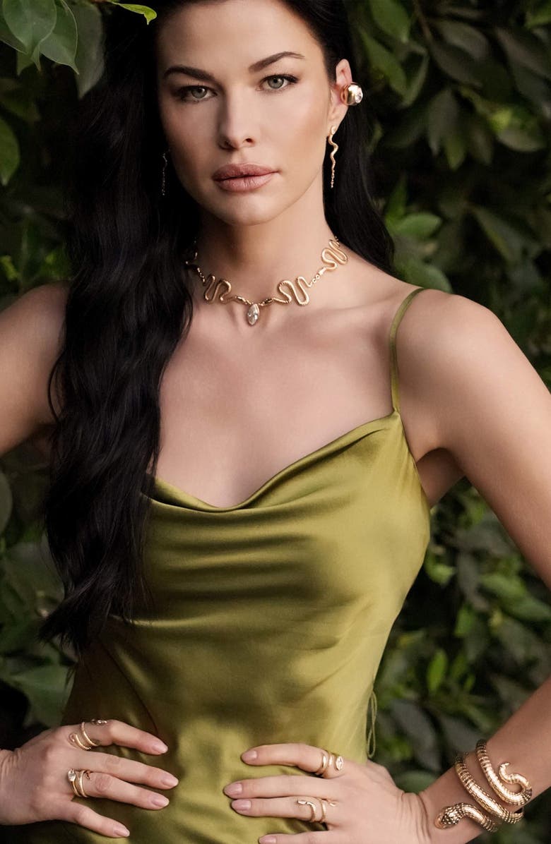 Ettika Serpentina Linear Earrings, Alternate, color, Gold