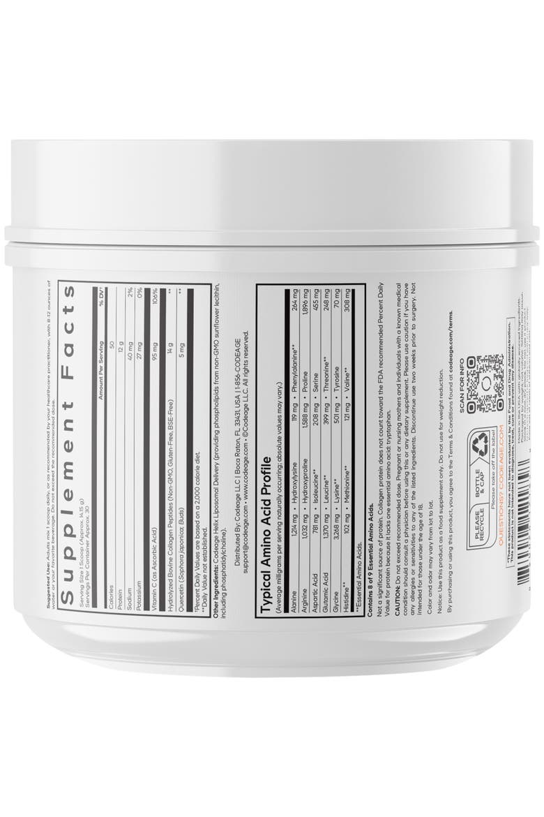 Liposomal Collagen Peptides Powder + Vitamin C, Alternate, color, White