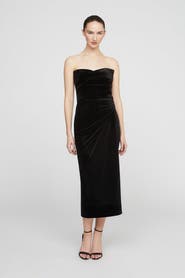 HALSTON Imara Velvet Midi Dress