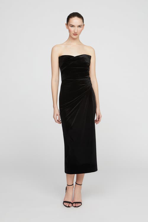 Halston Imara Velvet Midi Dress In Black