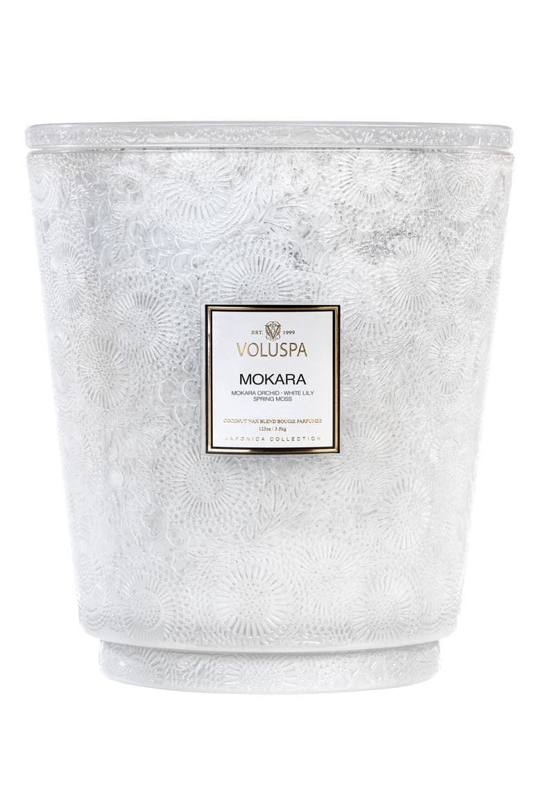 Japonica Hearth Five-Wick Glass Candle, Main, color, MOKARA