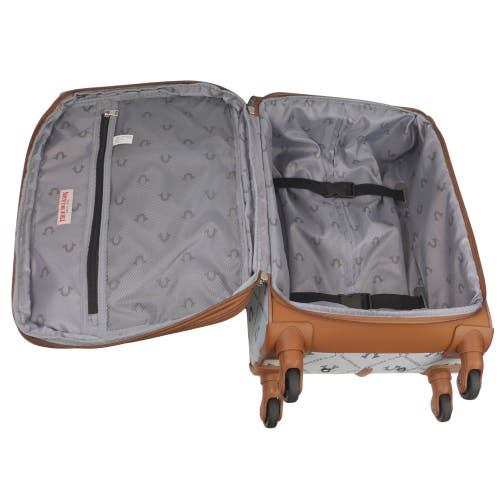 TRUE RELIGION TRUE RELIGION SOFT SIDED 31" EXPANDABLE, SPINNER LUGGAGE WIITH IONIC LOGO MONOGRAM AND BUDDHA PATCH