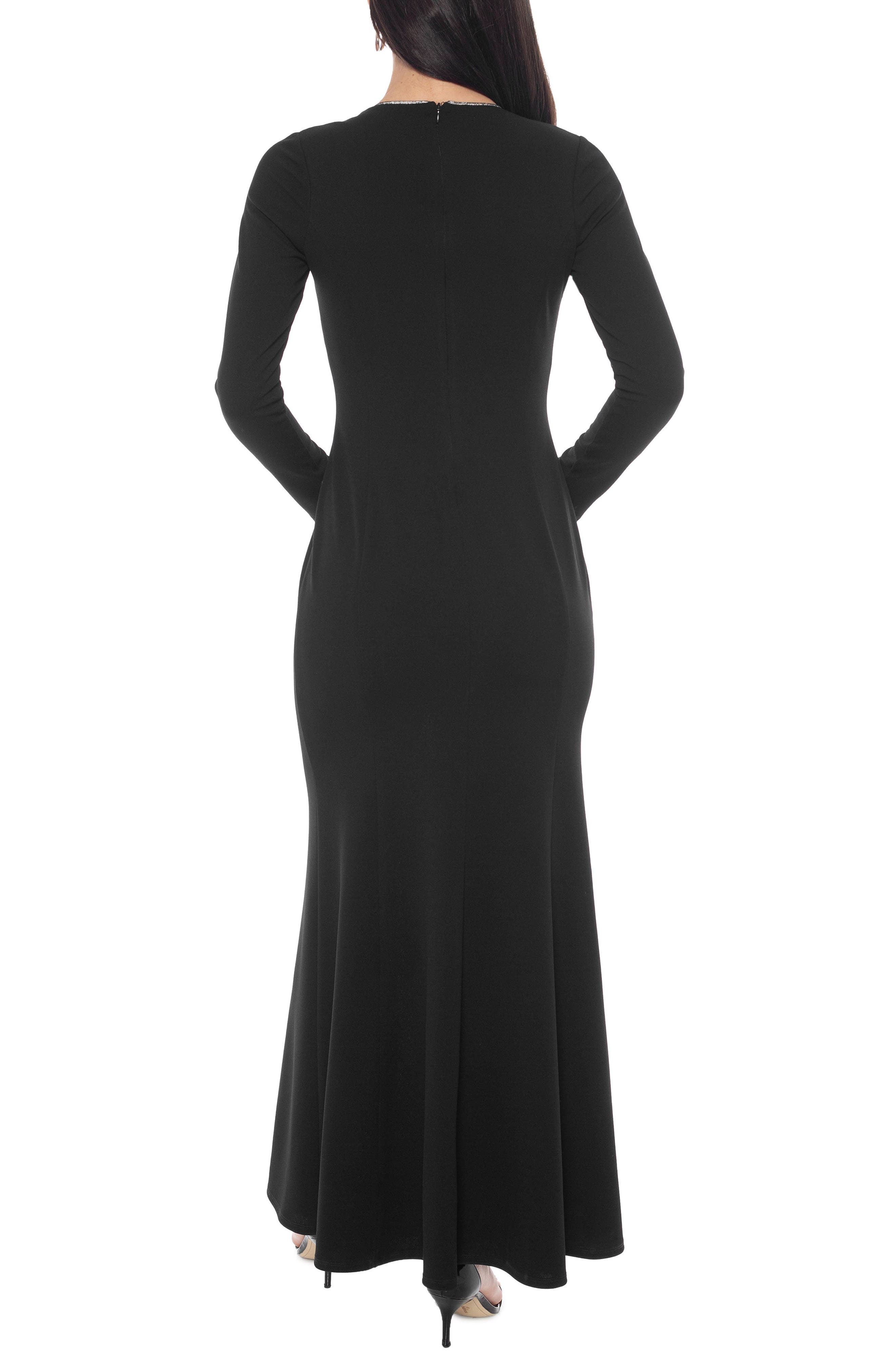 Oleg Cassini Rhinestone Trim Long Sleeve Gown (Women) | Nordstromrack