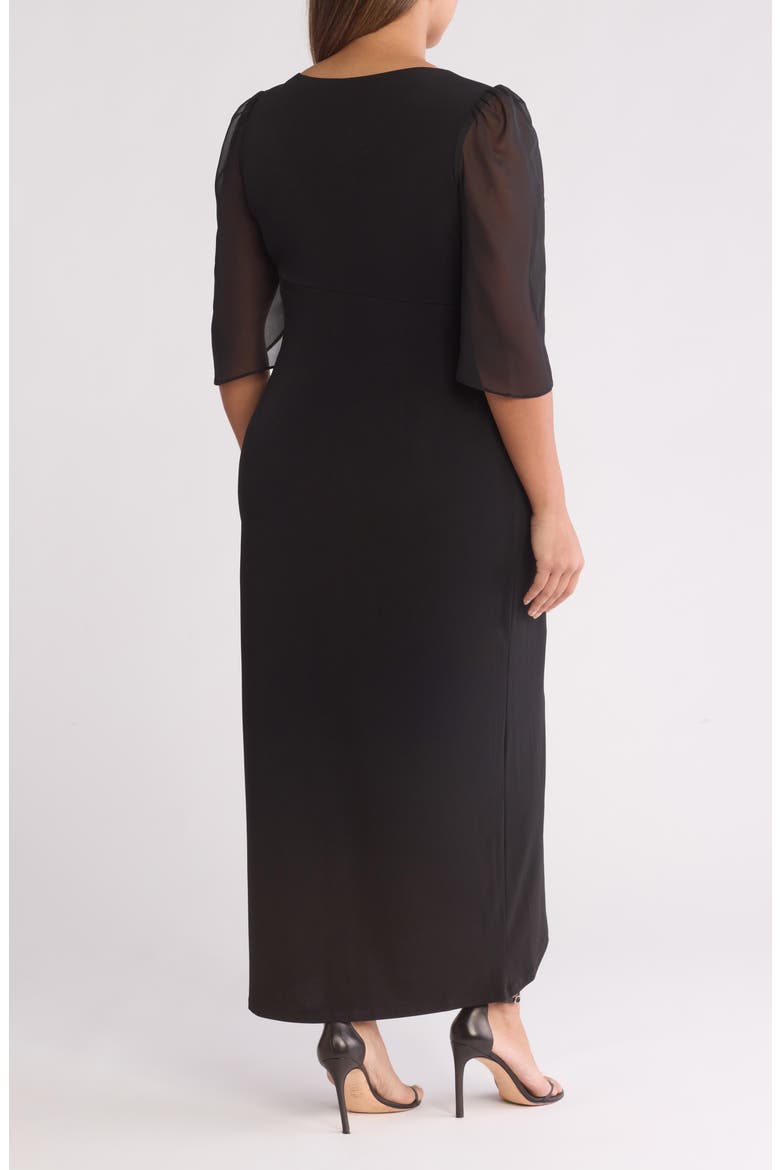 Cape Sleeve Faux Wrap Dress, Alternate, color, BLACK
