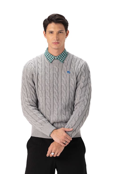 Men's Crew Neck Cable Sweater
