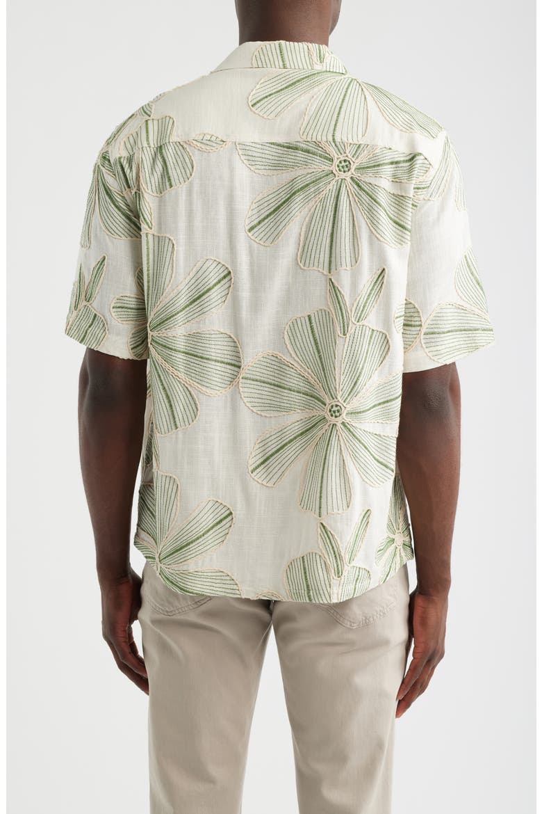 Floral Appliqué Camp Shirt, Alternate, color, NATURAL