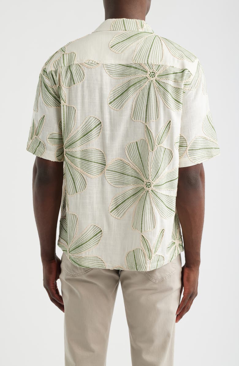 Corridor Floral Appliqué Camp Shirt, Alternate, color, Natural