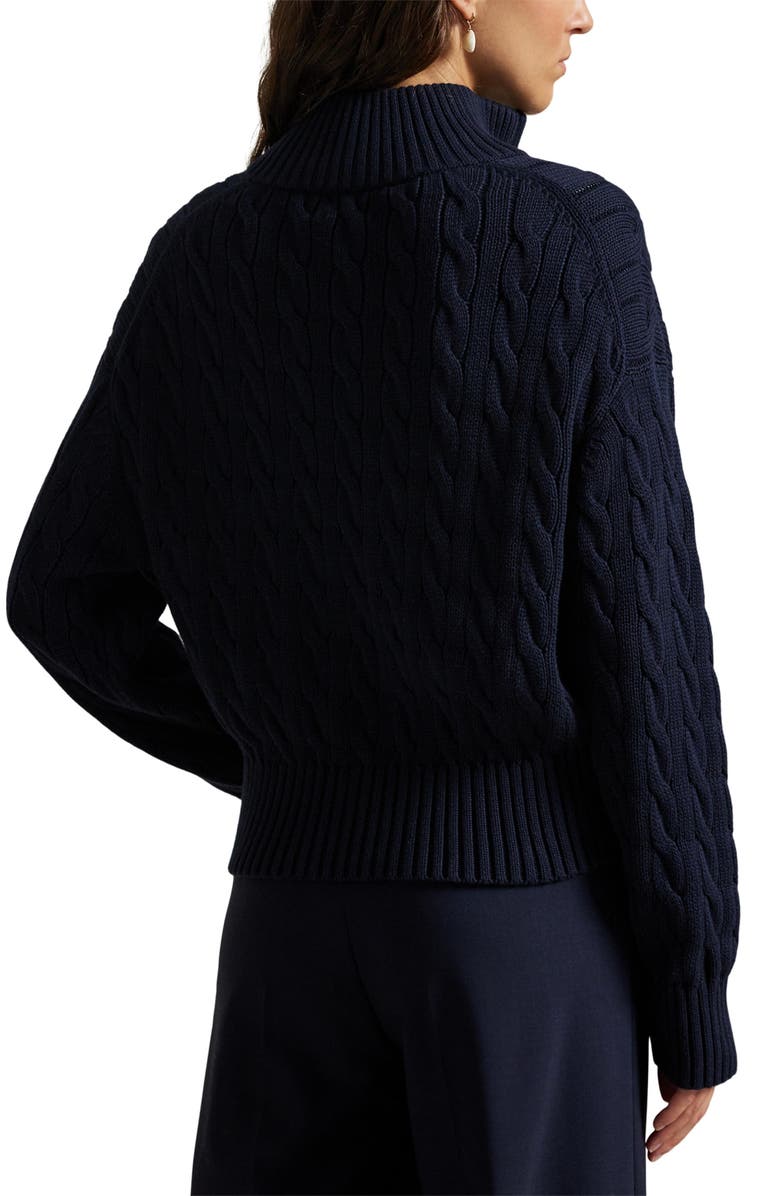 Polo Ralph Lauren Cable Knit Cotton Polo Sweater, Alternate, color, Blue