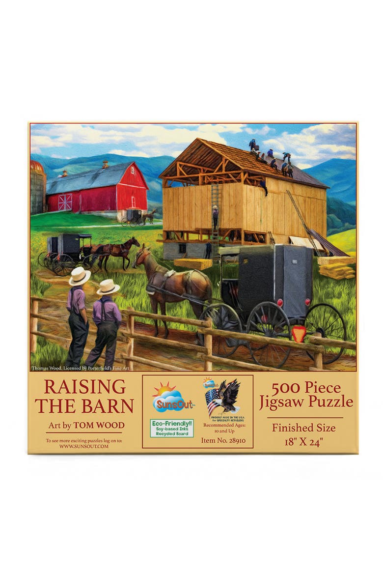 Raising the Barn 500 piece Jigsaw Puzzle for Adults, Alternate, color, Multicolor