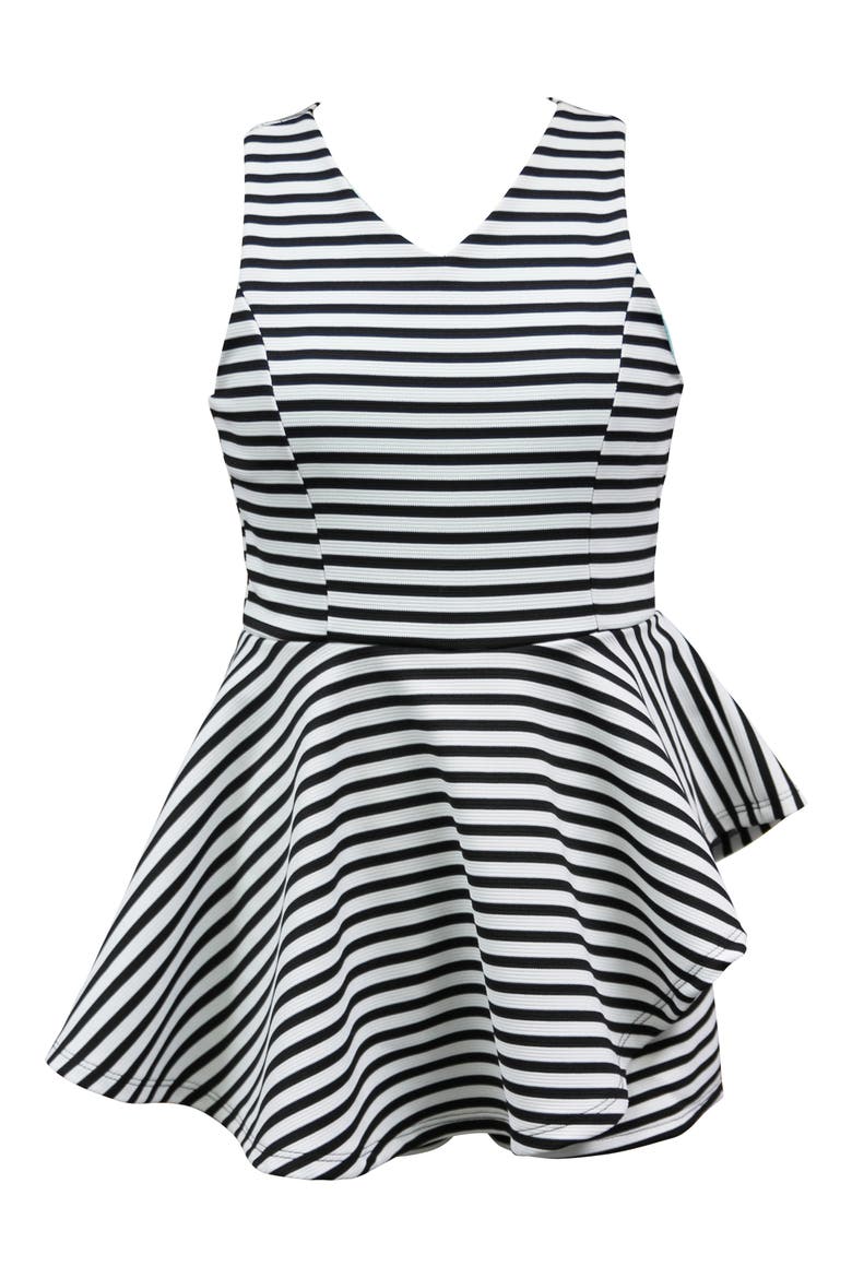 Textured Stripe Romper, Main, color, BLACK
