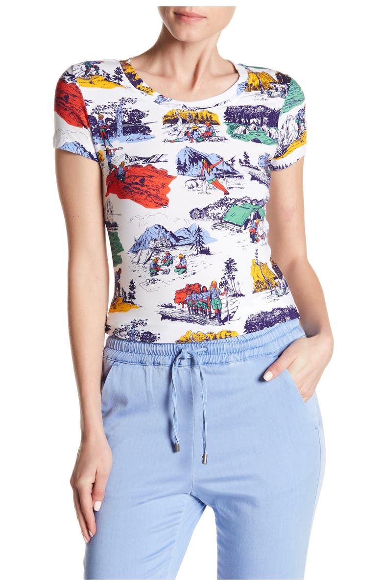 Love Moschino Camping Printed T-Shirt, Main, color,