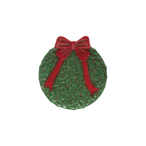 Hand-Painted Dolomite Wreath Plate with Bow