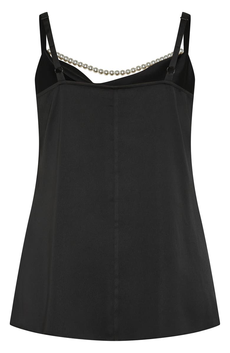 City Chic Dakota Imitation Pearl Cowl Neck Camisole, Alternate, color, Black