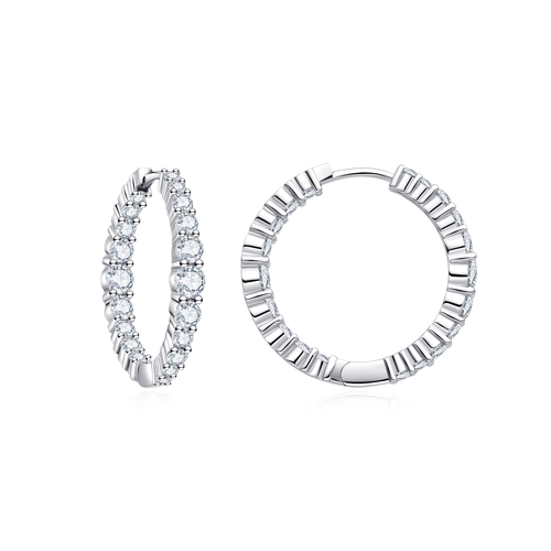 Untamed Petals Icon Crystal Hoops In Silver