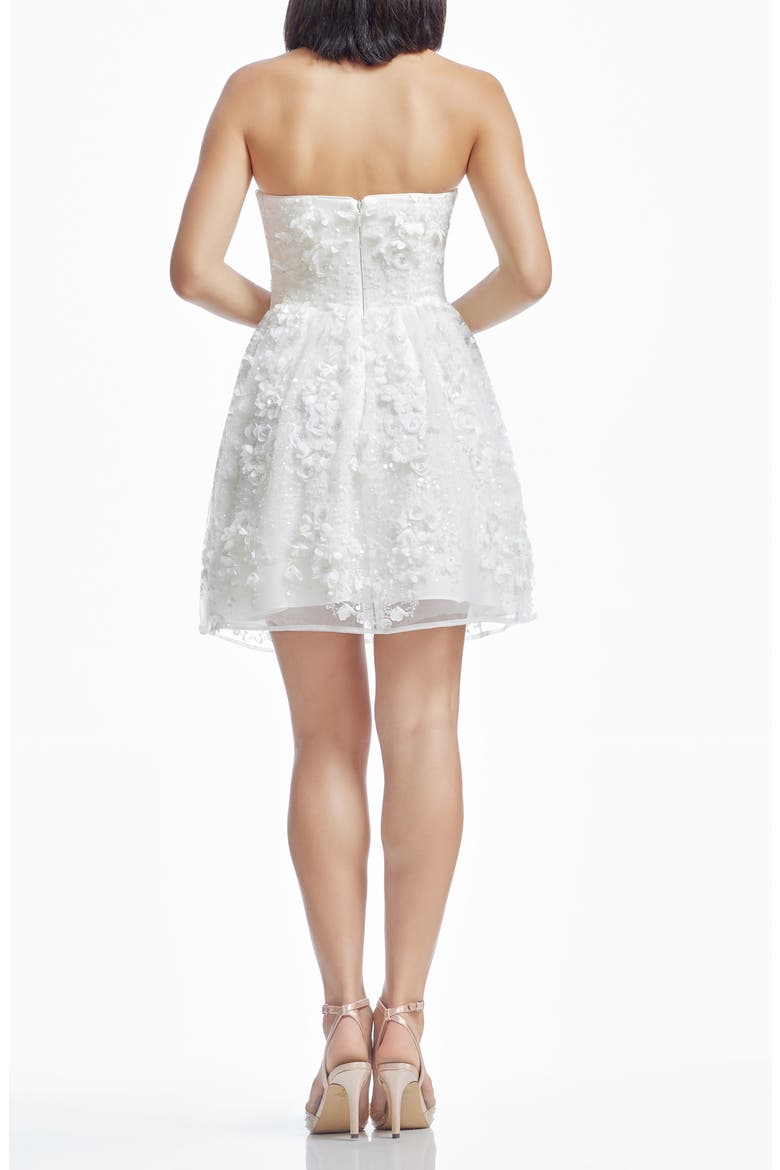 Marilyn Floral Appliqué Strapless Cocktail Minidress, Alternate, color, WHITE