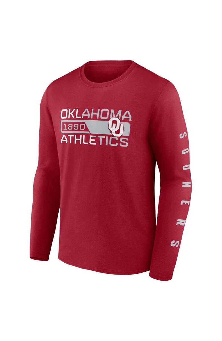 FANATICS Men's Fanatics Branded Crimson Oklahoma Sooners Broad Jump 2-Hit Long Sleeve T-Shirt, Alternate, color, Crimson