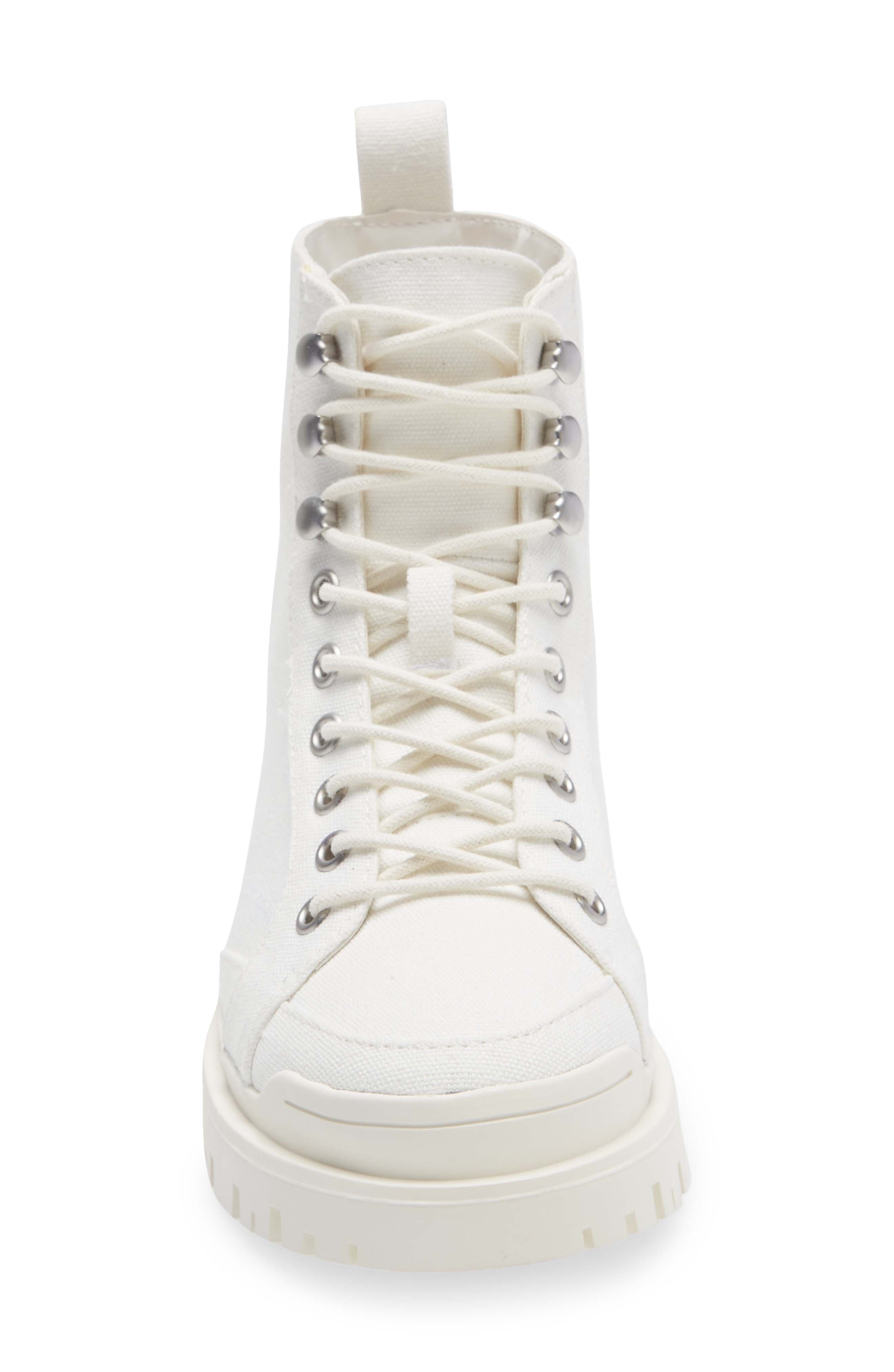 Essey Lace-Up Lug Bootie, Alternate, color, WHITE