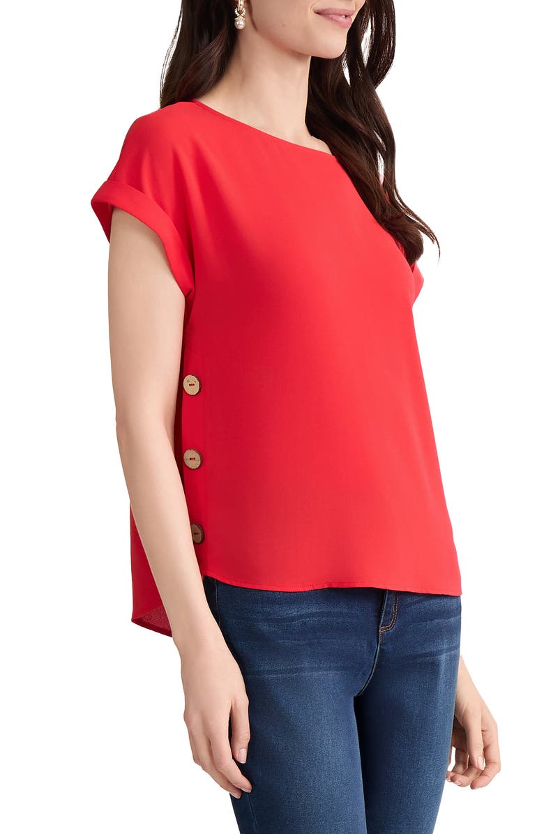 Jones New York Side Button Detail Top, Alternate, color, Rouge