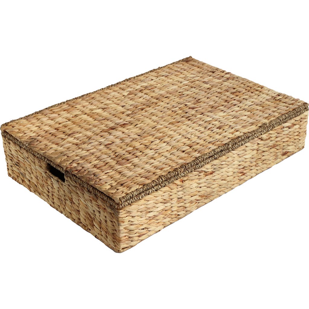 Happimess Holden 30" Classic Costal Hand-woven Hyacinth Wicker Under Bed Storage Basket With Lid In Brown