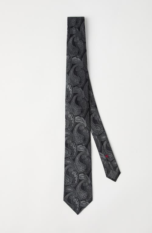 Brunello Cucinelli Silk Tie With Pattern In Medium Grey