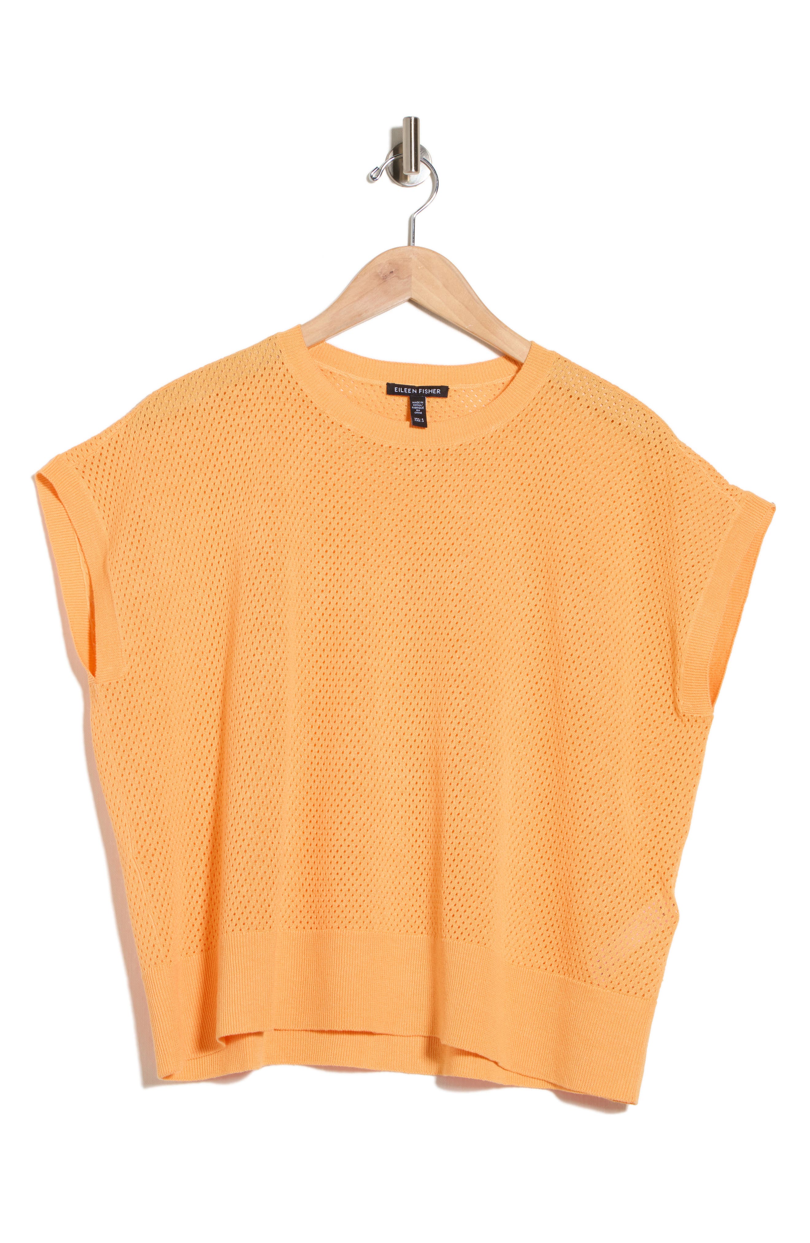 Eileen Fisher Crewneck Short Sleeve Pointelle Sweater