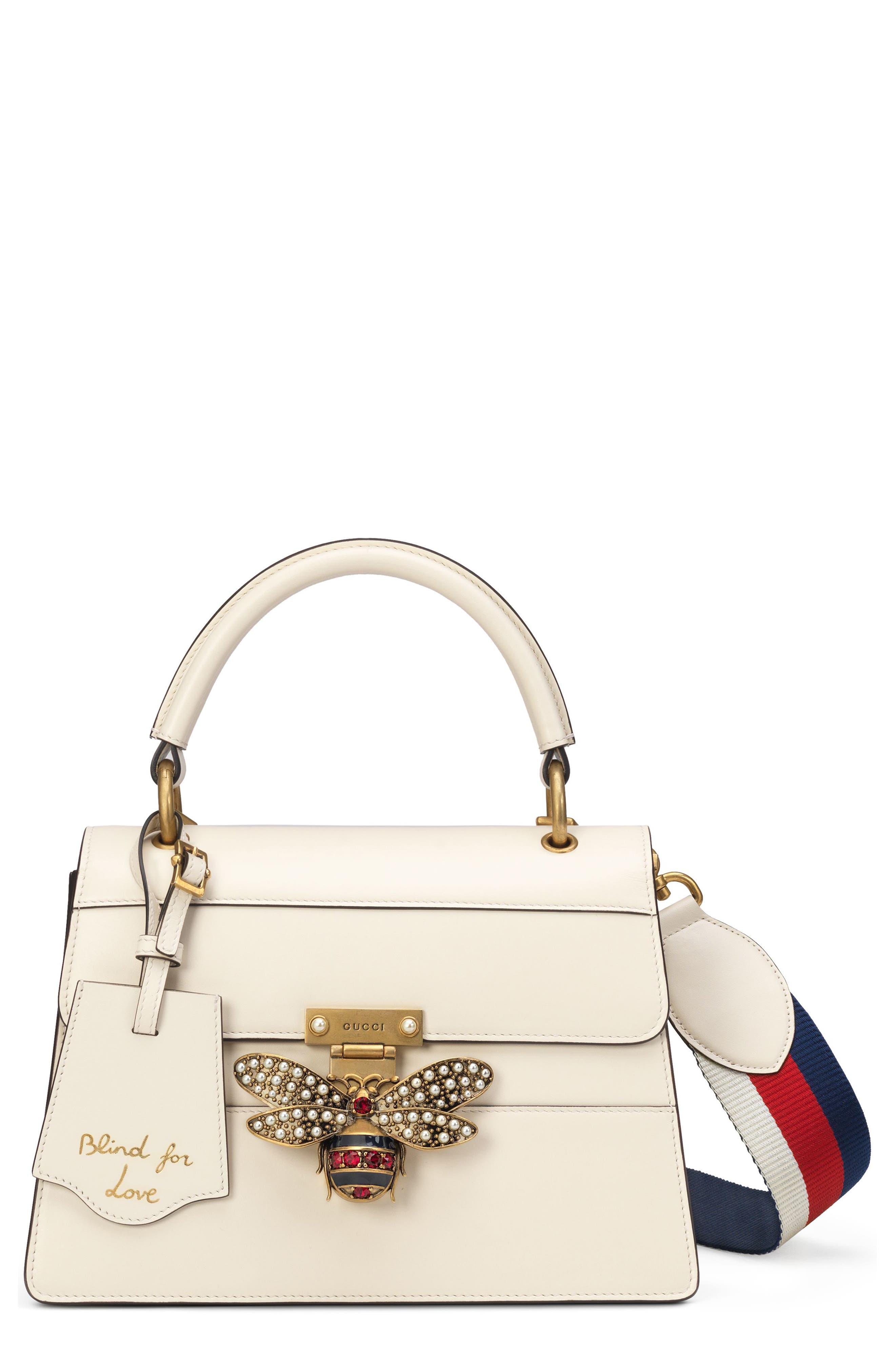 Gucci Queen Margaret Top Handle Leather Satchel, Main, color, 