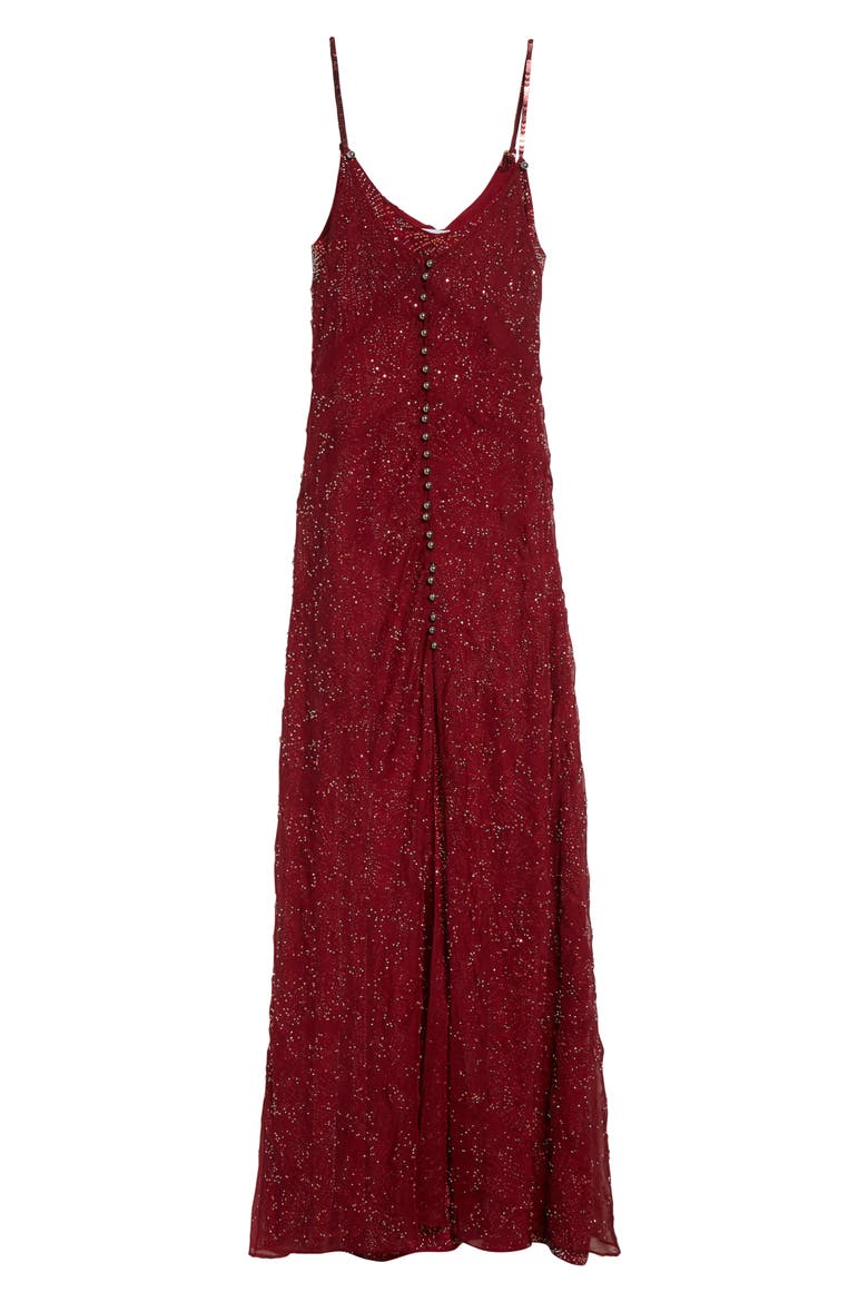 Faux Pearl Embellished Chiffon Dress, Alternate, color, RED WINE