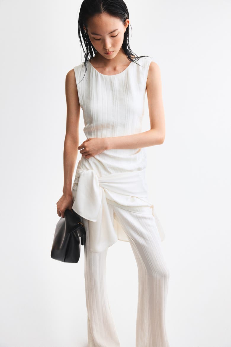 Open-back Linen-blend Top, Alternate, color, Cream