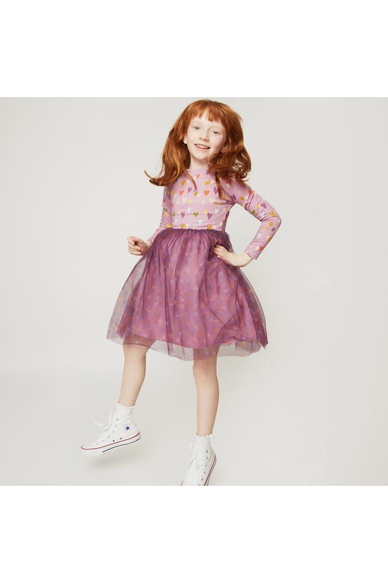 Mini Hearts Tulle Dress, Alternate, color, Orchid Haze/Multi