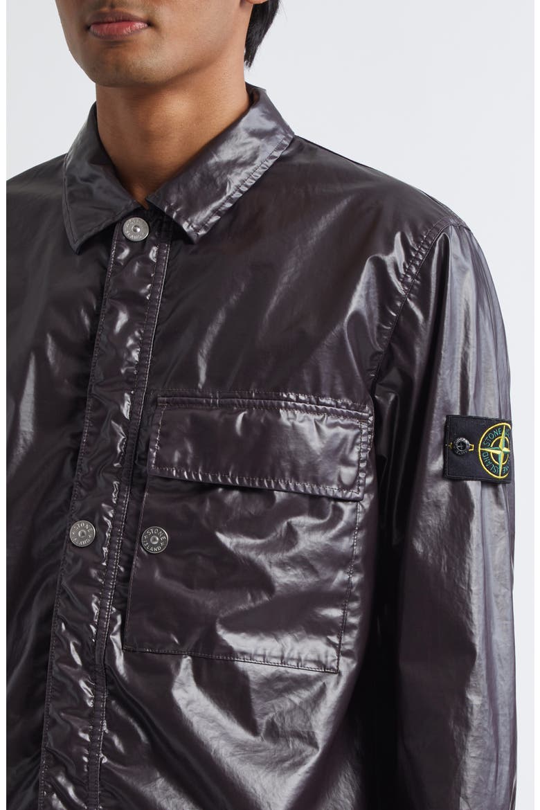 Coated Cotton Shirt Jacket, Alternate, color, CHARCOAL