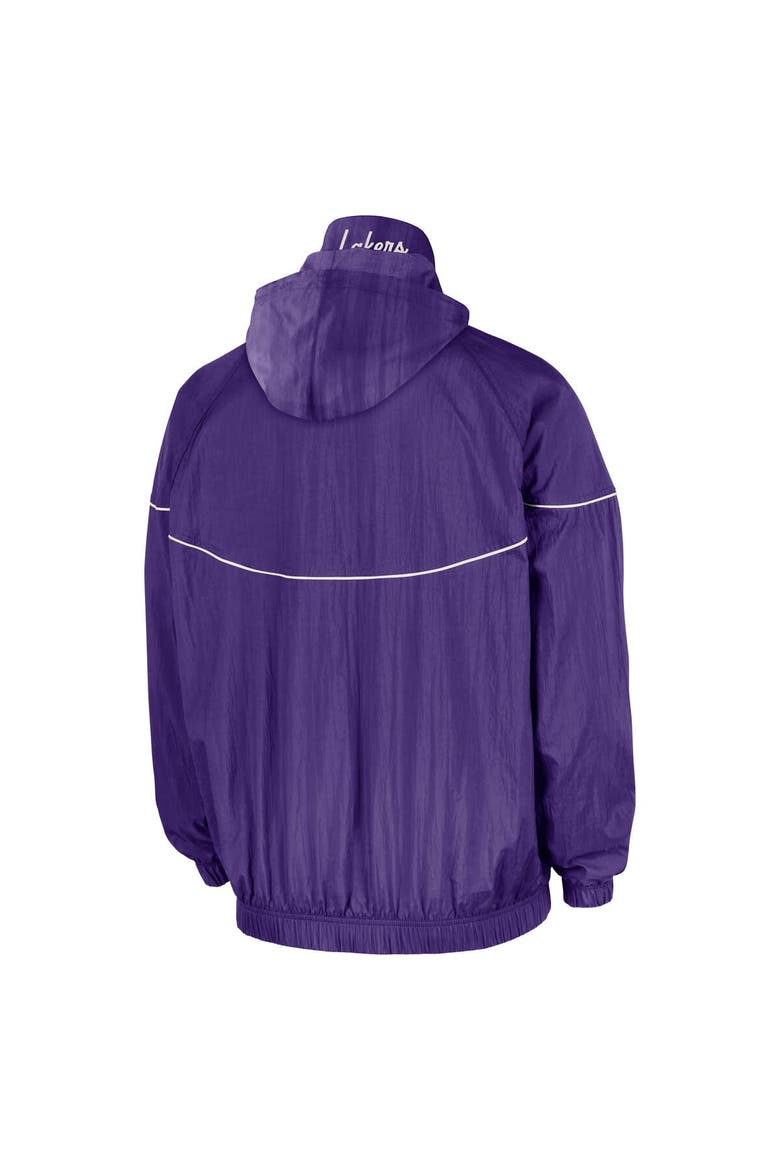 Men's Nike  Purple Los Angeles Lakers Courtside Windrunner Woven Half-Zip Hooded Jacket, Alternate, color, Purple