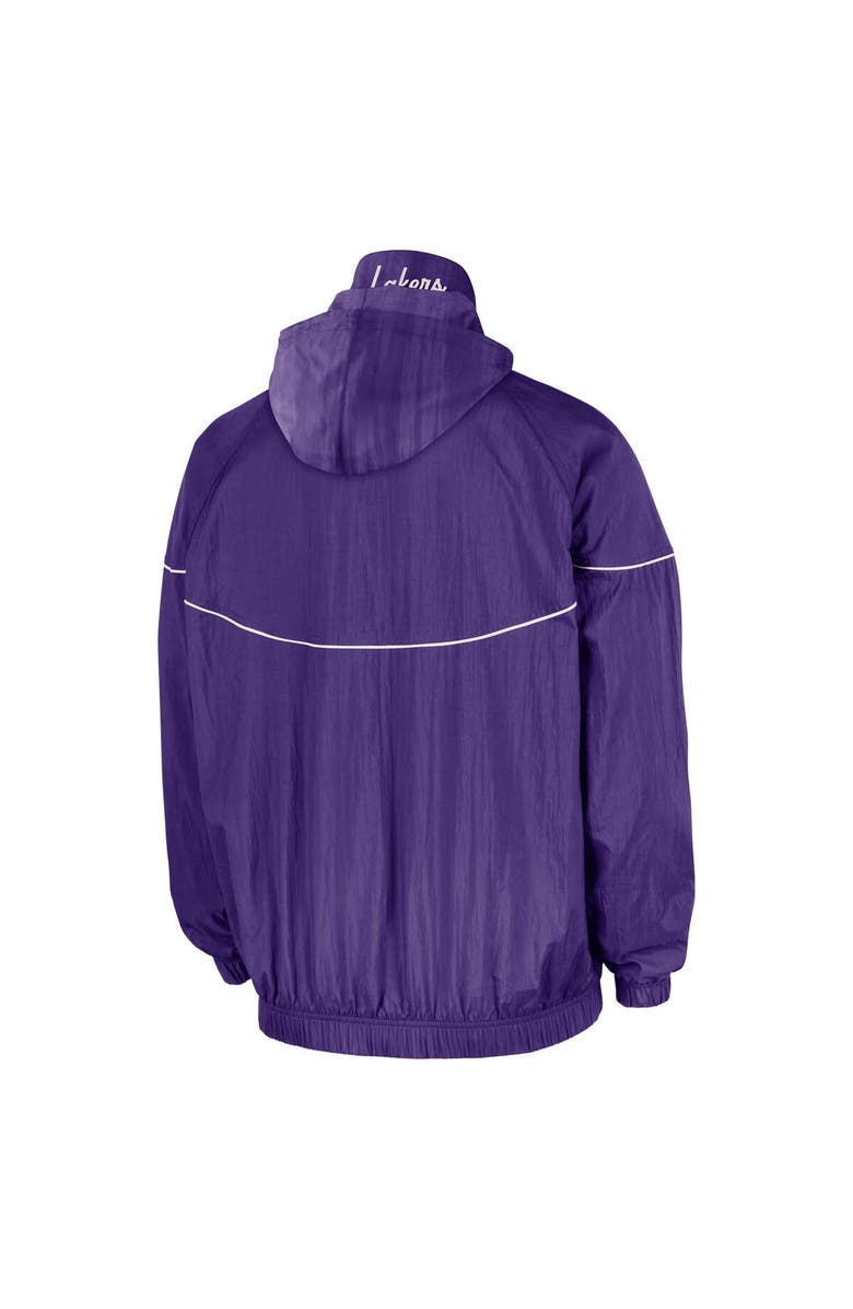 Nike Men's Nike Purple Los Angeles Lakers Courtside Windrunner Woven Half-Zip Hooded Jacket, Alternate, color, Purple