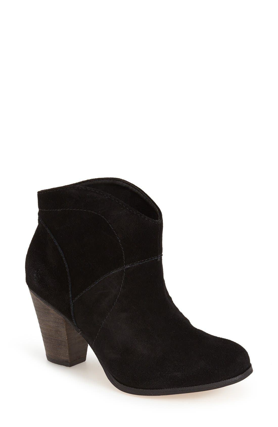 'Alba' Western Bootie, Main, color, BLACK SUEDE