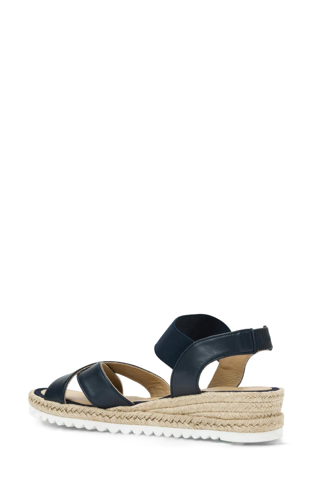 Almeria Weatherproof Slingback Espadrille Platform Wedge Sandal, Alternate, color, NAVY LEATHER