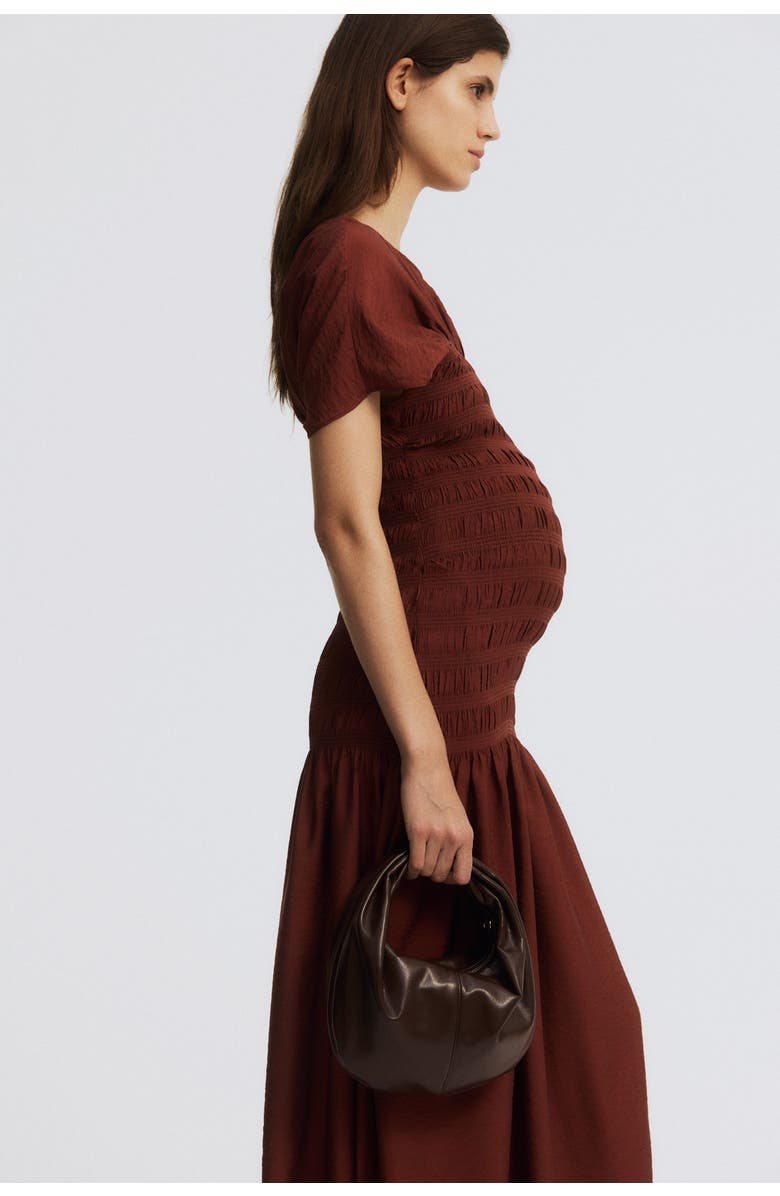 H&M Mama Smocked-detail Dress, Alternate, color, Rust Brown