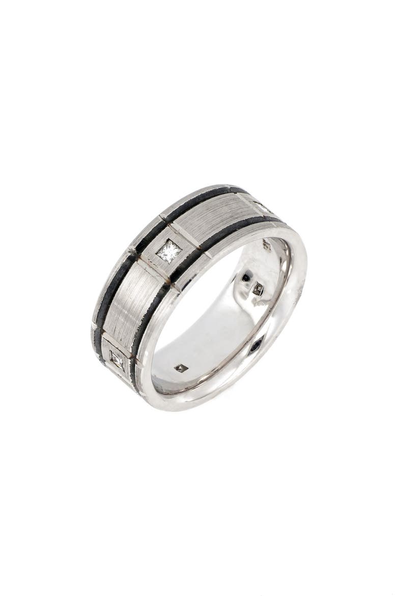 Men's Diamond Inset Satin Band (Nordstrom Exclusive), Main, color, WHITE GOLD