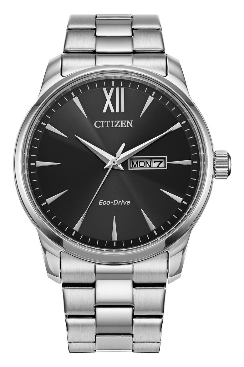 Classic Eco-Drive Bracelet Watch, 42mm, Main, color, SILVER