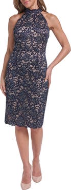 Eliza J Lace Mock Neck Sleeveless Sheath Dress