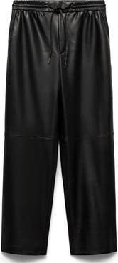 MANGO Faux Leather Drawstring Pants
