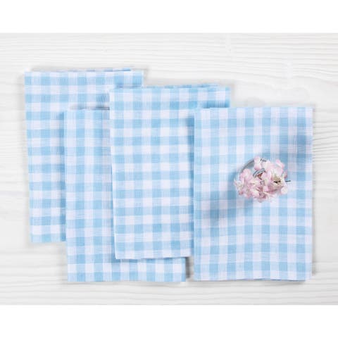 Linen Dinner Napkins Set of 4, 20 x 20" - Gingham Check