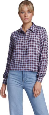 Lands' End Cropped Flannel Shirt